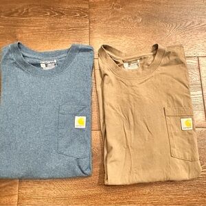 Carhartt Men's Crewneck Sweaters in Blue and Tan (lot of 2)